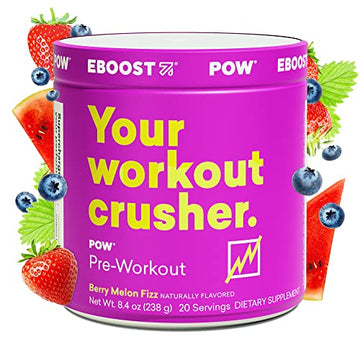 EBOOST POW Natural Pre Workout Powder - 20 Servings - Berry Melon Fizz - Pre Workout EBOOSTAu supplements