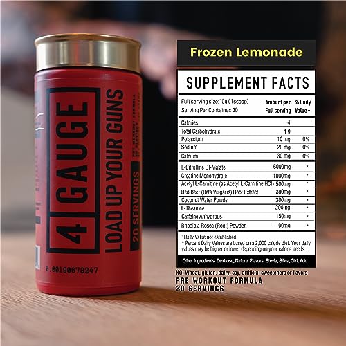 4 Gauge Natural Preworkout Without The Jitters | 30 Servings | Nitric Oxide Booster 4 GaugeAu supplements
