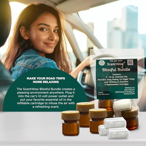 ScentWow® Aromatherapy Car Diffuser Refill Essential Oil Bundle with Three Refill Pads and 10ml Bottles Belle AromaAu supplements