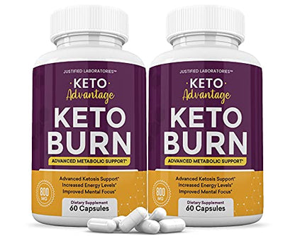 (2 Pack) Keto Advantage Keto Burn Pills Includes Apple Cider Vinegar goBHB Exogenous Justified LaboratoriesUS supplements