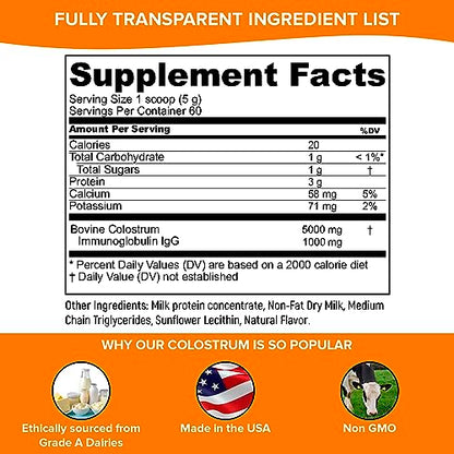 Pure Velvet Colostrum Powder for Gut Health, Bloating, Hair Growth, Immune Support Pure VelvetUS supplements