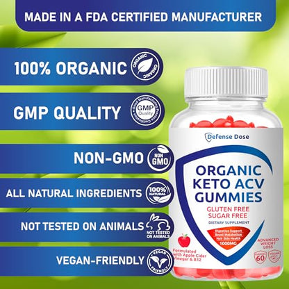 Organic Keto ACV Gummy Advanced Weight Loss - Gluten & Sugar Free Pro Active Rapid Belly Defense DoseUS supplements