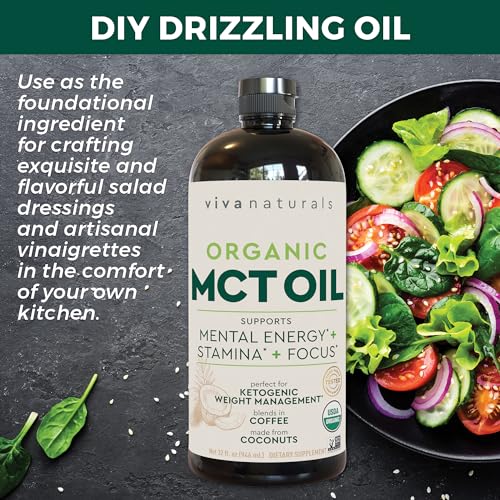 Viva Naturals Organic MCT Oil for Keto Coffee (32 fl oz) - Best MCT Oil Supplement Viva NaturalsUS supplements