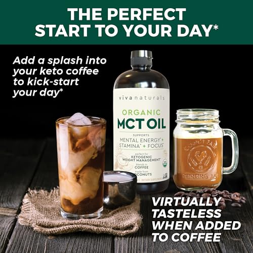 Viva Naturals Organic MCT Oil for Keto Coffee (32 fl oz) - Best MCT Oil Supplement Viva NaturalsUS supplements