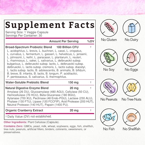 Bonawell Probiotics for Women 100B, with Organic Prebiotic, Cranberry for Feminine Health BonawellAu supplements