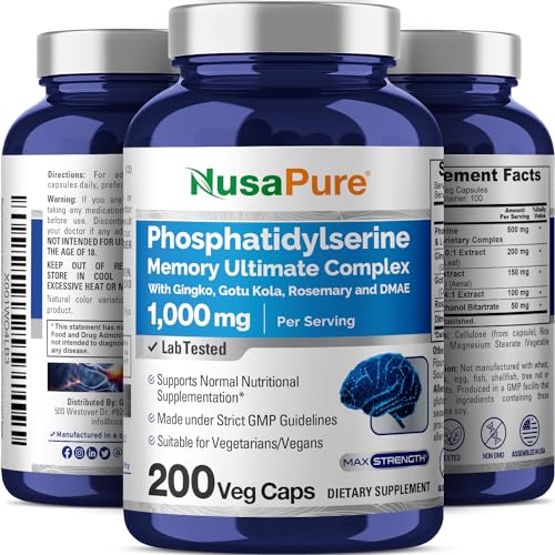 NusaPure Phosphatidylserine Memory Ultimate Complex 1000mg 200 Vegetarian Caps NusaPureUS supplements