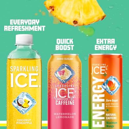 Sparkling Ice, Coconut Pineapple Sparkling Water, Zero Sugar Flavored Water, with Vitamin Sparkling ICEUS supplements