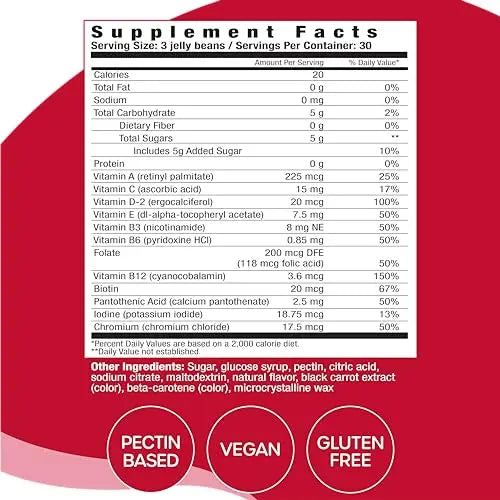 VitaDrops Multivitamin Jelly Beans, Women & Men, Source of Vitamin A C D E B-3 B-6 & Biotin, Supports Immune System, Pectin Based VitaDropsAu supplements