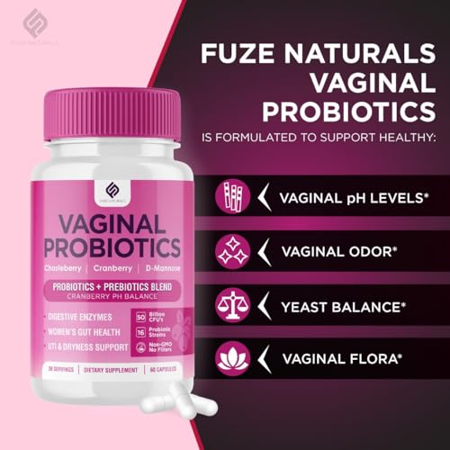 Vaginal Probiotics for Women Digestive Enzymes Gut Health PH Balance Pills, Women's Fuze NaturalsUS supplements