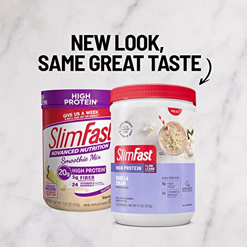 SlimFast Meal Replacement Smoothie Mix, 24 Servings, High Protein, Vanilla Cream, 20g SlimFastUS supplements