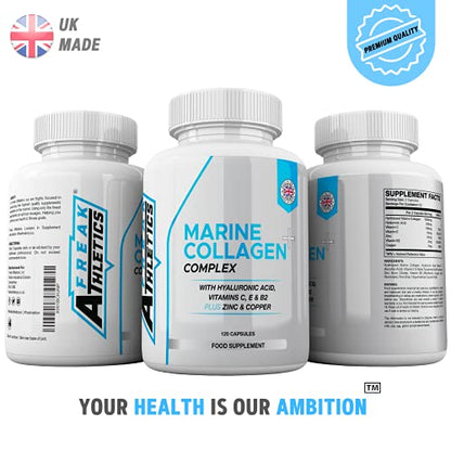 Marine Collagen 1000mg - Type 1 Hydrolysed Collagen - Enhanced with Hyaluronic Acid, Vitamin C Freak AthleticsUS supplements