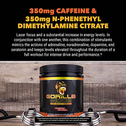 Gorilla Mode Pre Workout - Massive Pumps · Laser Focus · Energy · Power - L-Citrulline Gorilla MindUS supplements