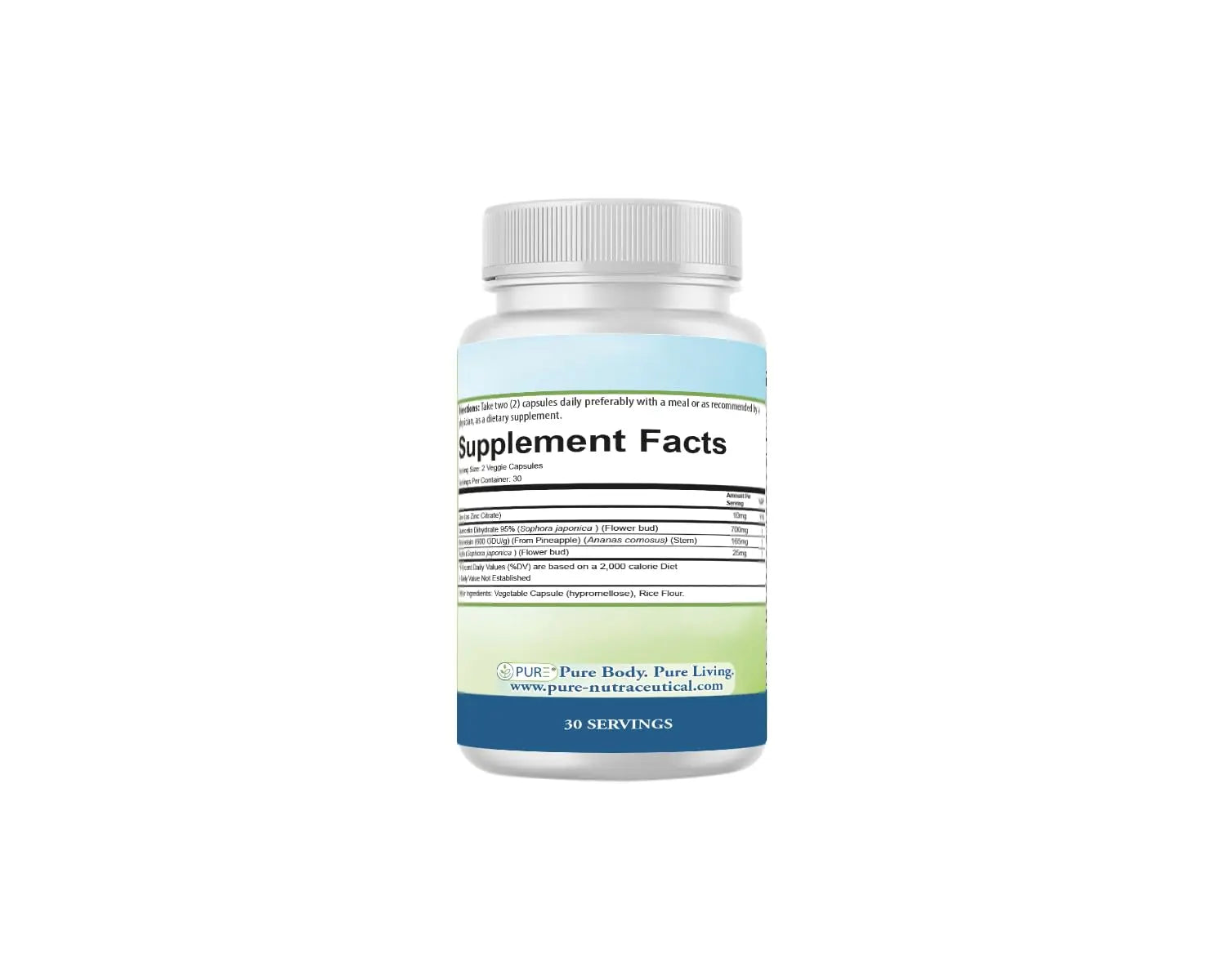 PURE® Quercetin+ with Zinc, Bromelain, Rutin Immune Shield - 60 Capsules - High Bioavailability Antioxidant Complex for Respiratory Health & Viral Defense - Made in USA PUREnz supplements