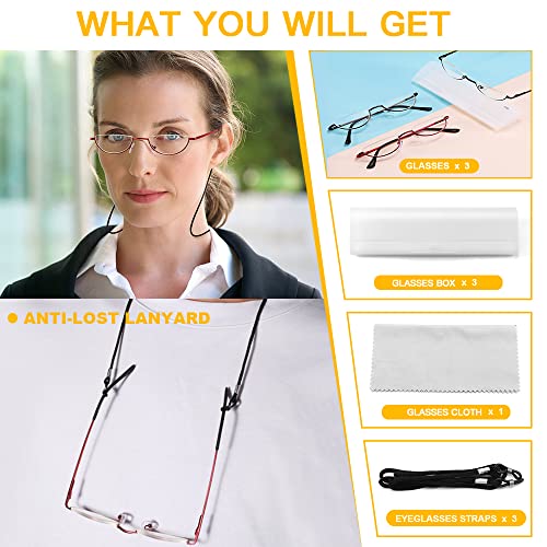 Yiwaeye 3 Pack Half Moon Reading Glasses Anti Blue Light UV, Half Frame Semi Lens Slim YiwaeyeAu supplements