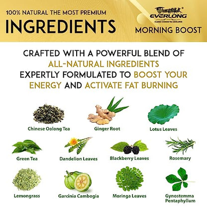 EVERLONG Detox Tea 28 Day Morning Boost Tea and Night Cleanse Tea, Burn Fat and Boost EVERLONGUS supplements