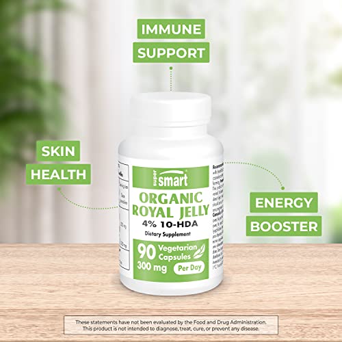 Supersmart - Organic Royal Jelly 300mg per Day (High Strength 4% 10-HDA) - Freeze SupersmartUS supplements