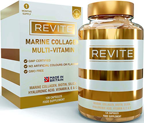 Marine Collagen Capsules 2000mg, Hyaluronic Acid, Silica, Biotin, Vitamin A, E & C Hair ReviteAu supplements