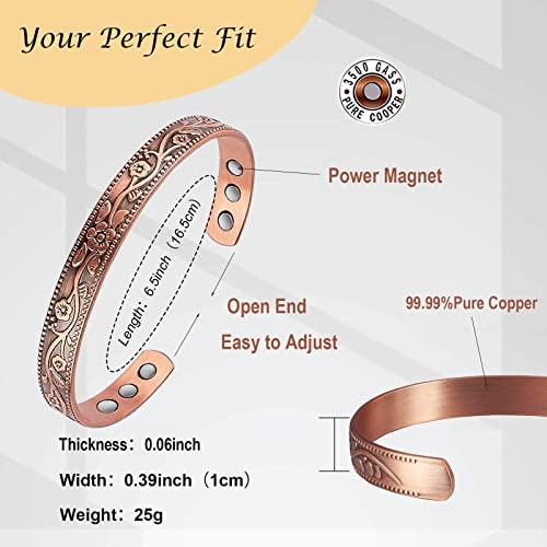 UtenoTureH Magnetic Copper Bracelet for Women for Arthritis, 6.5'' Adjustable Solid Copper Bracelet UtenoTureHAu supplements
