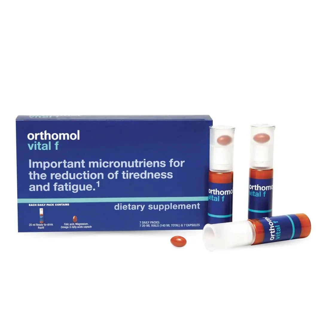 Orthomol Vital F Vial, Women's Multivitamin, 7-Day Supply, Vitamins A, B, C, D, E, K, Calcium, Iodine, Omega-3 OrthomolAu supplements
