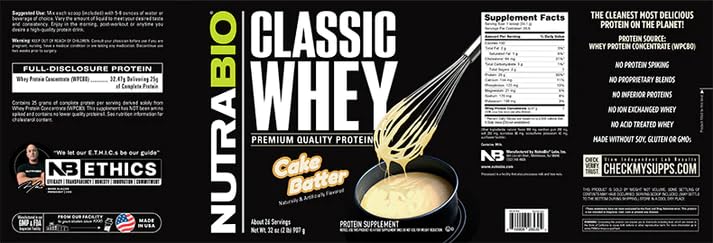 NutraBio Classic Whey Protein Powder- 25G Protein Per Scoop - Full-Spectrum Amino NutraBioUS supplements