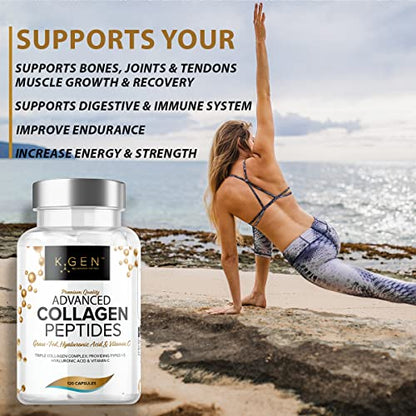 Pure Collagen Supplements Capsules Grass Fed Advanced Multi Collagen Peptides K GEN rejuvenation nutritionUS supplements