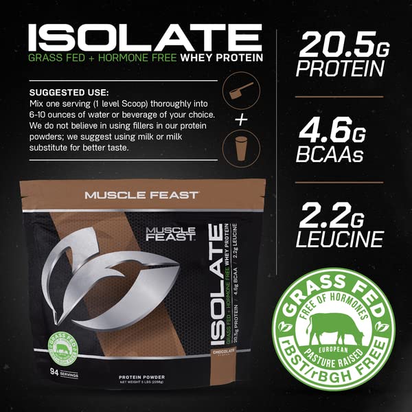 Muscle Feast Grass-Fed Whey Protein Isolate, All Natural Hormone Free Pasture Raised Muscle FeastUS supplements