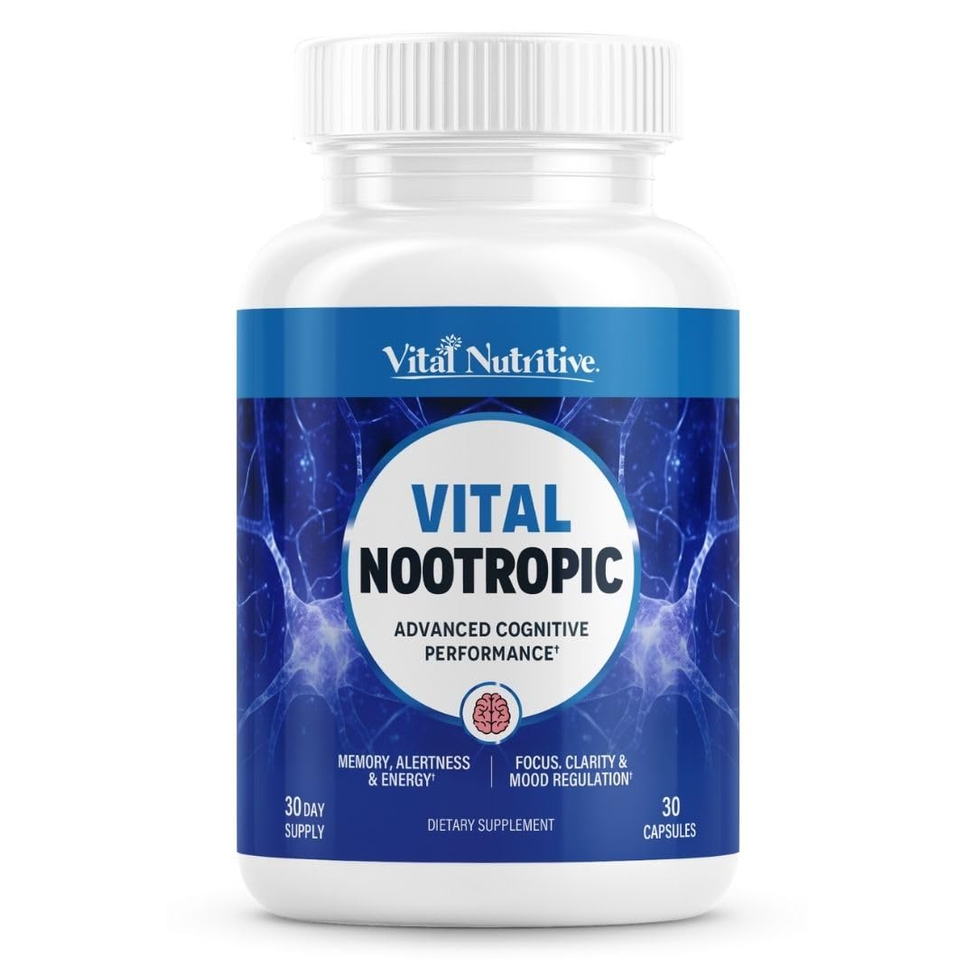 Vital Nootropic 12-in-1 Brain Supplement for Memory, Focus & Energy Support – L-Tyrosine, Bacopa, Rhodiola, Caffeine, B Vitamins – Cognitive Balance Capsules for Men & Women-30 Days Supply VITAL NUTRITIVEAu supplements