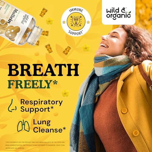 Wild & Organic Mullein Gummies - Daily Dietary Supplement for Respiratory, Digestive Wild & OrganicUS supplements