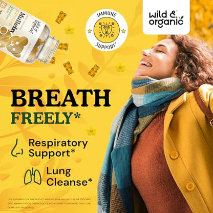 Wild & Organic Mullein Gummies - Daily Dietary Supplement for Respiratory, Digestive Wild & OrganicUS supplements