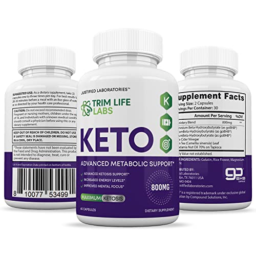 (2 Pack) Trim Life Labs Keto Pills Includes Apple Cider Vinegar Patented goBHB Justified LaboratoriesAu supplements