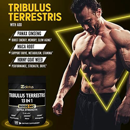 13in1 Tribulus Terrestris Capsules - 16000mg Per Serving with Maca, Horny Goat Weed ZolotusUS supplements