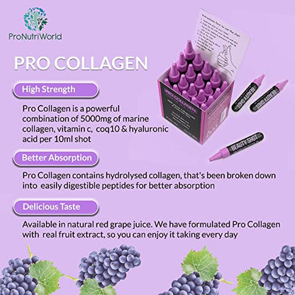 ProNutriWorld Marine Collagen Peptides Shots, Hyaluronic Acid and CoQ10 ProNutriWorldUS supplements