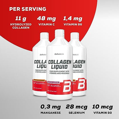 BioTechUSA Collagen Liquid, Flavored Dietary Supplement Drink with Collagen, Vitamins BioTechUSAUS supplements