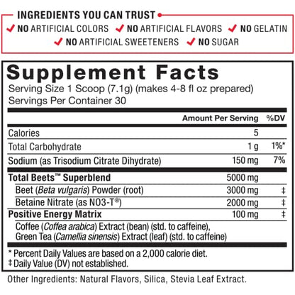 FORCE FACTOR Total Beets Beet Root Powder with Energy, NO3-T Nitrates to Support Force FactorUS supplements