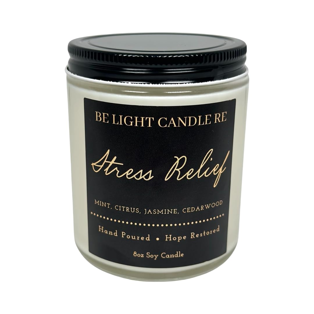Stress Relief Candle | Purpose-Driven Soy Candles | Scented Candle for Home | 8oz Long Lasting Candle Be Light Candle REAu supplements