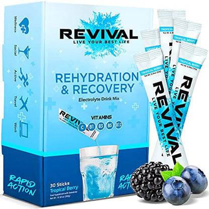 Revival Rapid Rehydration, Electrolytes Powder - High Strength Vitamin C, B1, B3, B5, B12 Revival ShotsUS supplements