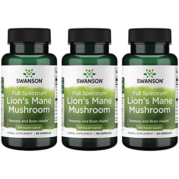 Swanson Lion's Mane Mushroom Capsules - 500 mg Each, 60 Capsules SwansonUS supplements