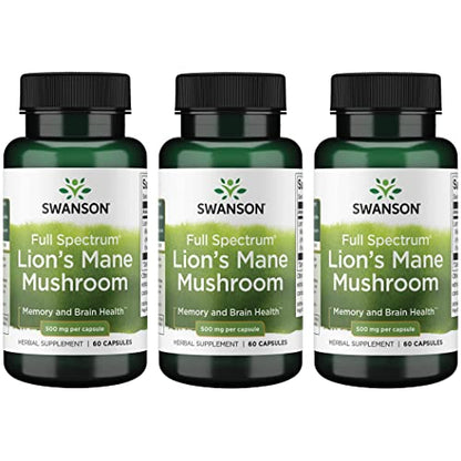 Swanson Lion's Mane Mushroom Capsules - 500 mg Each, 60 Capsules SwansonUS supplements