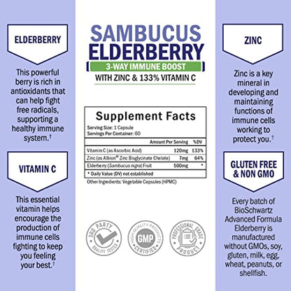 Elderberry with Zinc and Vitamin C for Adults - Immune Support Vitamins BioSchwartzUS supplements