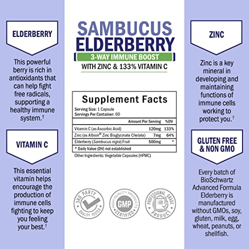 Elderberry with Zinc and Vitamin C for Adults - Immune Support Vitamins BioSchwartzAu supplements