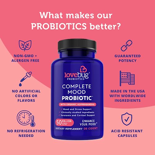 Lovebug Complete Mood Probiotic | 10 Clinically Studied Probiotic Strains & Patented lovebug PROBIOTICSAu supplements