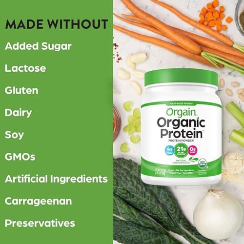 Orgain Organic Unflavored Vegan Protein Powder, Natural Unsweetened - 21g Plant Based OrgainUS supplements