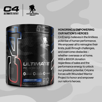 C4 Ultimate x Wounded Warrior Project Pre Workout Powder Freedom Ice - Sugar Free CellucorUS supplements
