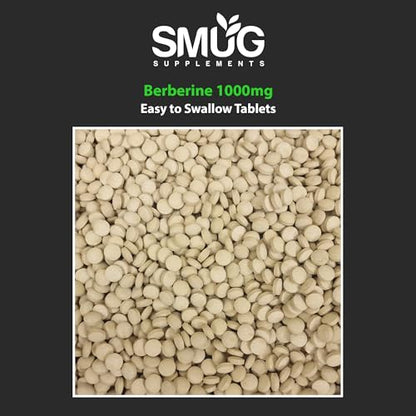 SMUG Supplements Berberine Tablets - 100 High Strength 1000mg Pills - Can Promote SMUG SupplementsUS supplements