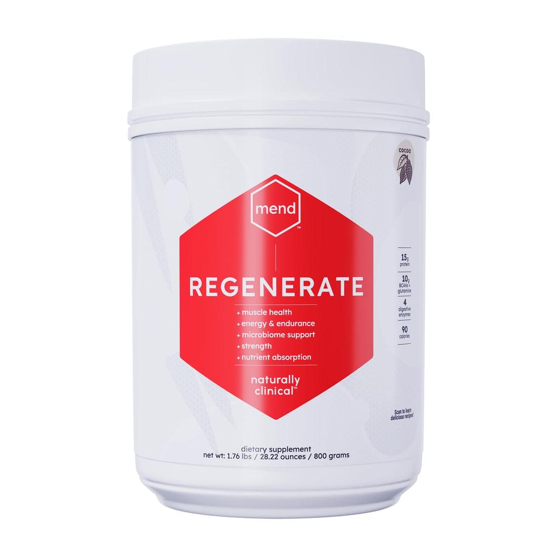 MEND Regenerate, Post Workout Recovery, Immune Support, and Sports Nutrition Supplement for Men and Women - Natural, Gluten Free, and Non-GMO - Cocoa Protein Powder, 20 Servings MENDAu supplements