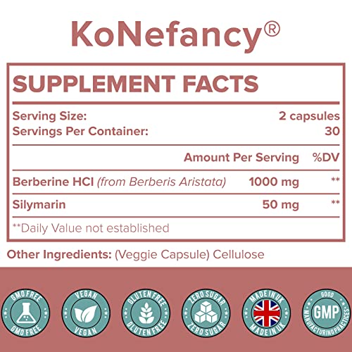 KoNefancy Berberine 1000mg with Silymarin,High Absorption Berberine HCL Supplements KoNefancyUS supplements