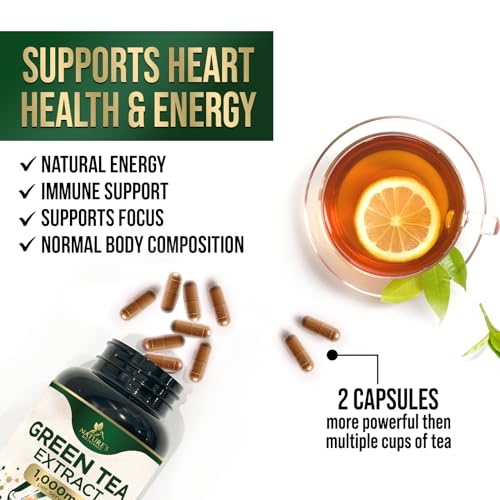 Nature's Green Tea Extract Pills 98% Standardized EGCG 1000mg - 3X Strength for Natural Nature's NutritionUS supplements