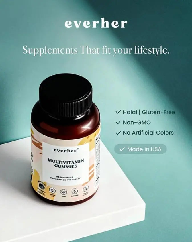 Everher Multivitamin Gummies | Essential Vitamins, Minerals & Herbs | Immune Support, Energy & Focus | with DHA Algae Oil & Probiotics | EverherAu supplements