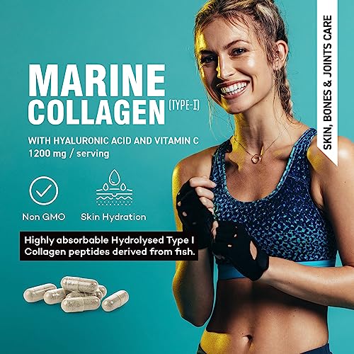 Marine Collagen Supplement 1200mg with Hyaluronic Acid & Vitamin C Hydrolysed Peptides Powder MAX VITA MAXIMUM VITALITYUS supplements