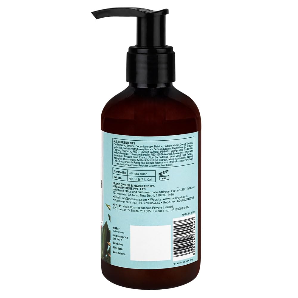 Sirona Natural Refreshing Feminine Wash - 6.7 Fl Oz (200 ml) | No Chemical, No Irritation, pH Balanced Intimate SironaAu supplements
